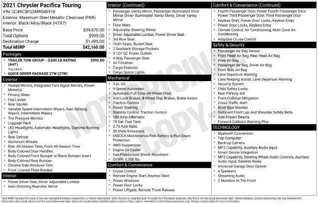 2021 Chrysler Pacifica Touring AWD
