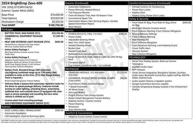 2024 BrightDrop Zevo 600 Base