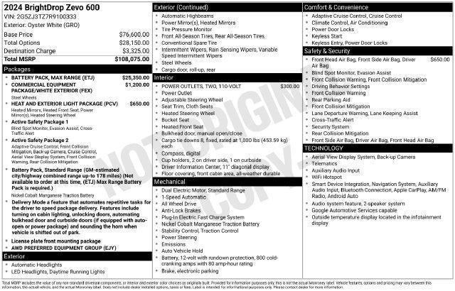 2024 BrightDrop Zevo 600 Base