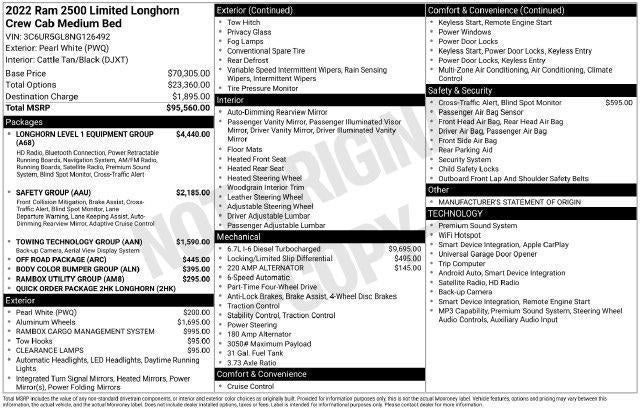 2022 RAM 2500 Limited Longhorn Crew Cab 4x4 6'4" Box