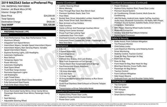 2019 Mazda Mazda3 Preferred Package