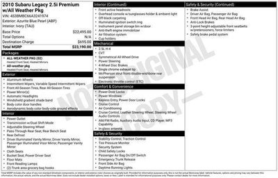 2010 Subaru Legacy Prem All-Wthr