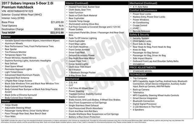 2017 Subaru Impreza 2.0i Premium