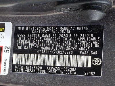 2019 Toyota Camry SE