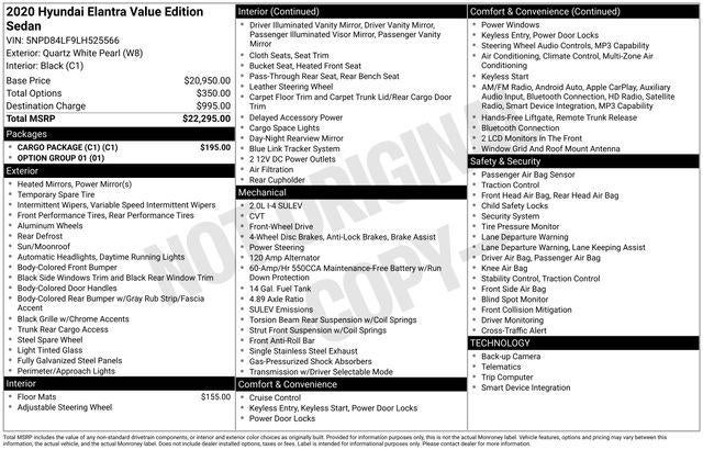 2020 Hyundai Elantra Value Edition