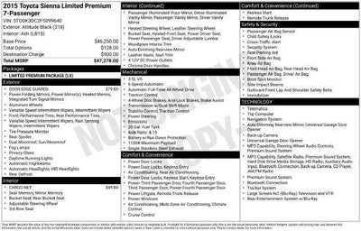 2015 Toyota Sienna Limited Premium 7 Passenger