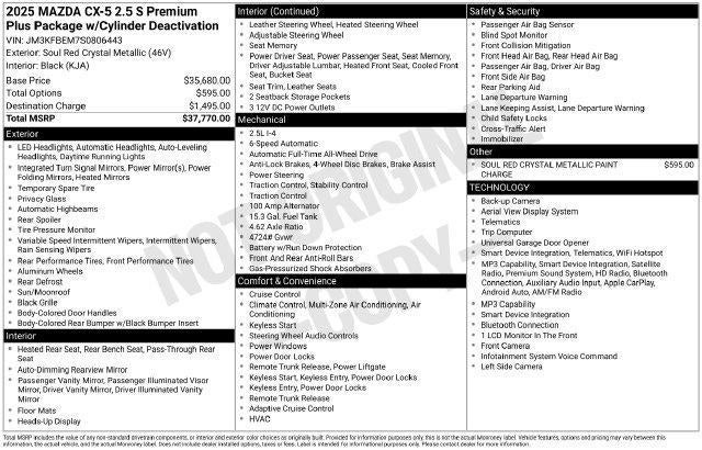 2025 Mazda Mazda CX-5 2.5 S Premium Plus Package