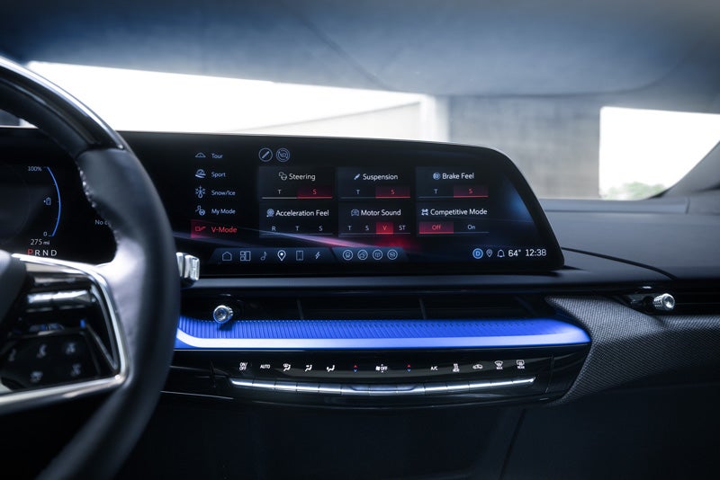 The 2026 OPTIQ-V Display Screen Displaying the V-Mode Settings | Ingersoll Cadillac of Danbury in Danbury CT