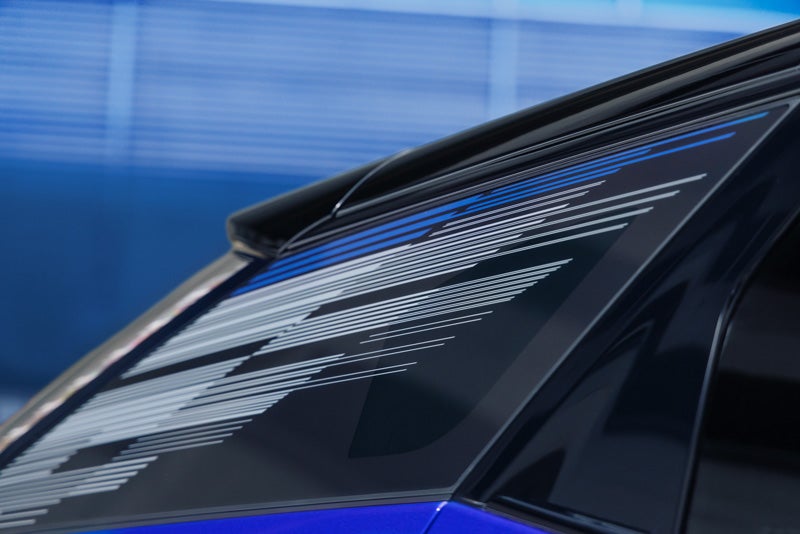 Close-up of the Modern Pattern on the 2026 OPTIQ-V Rear Quarter Glass | Ingersoll Cadillac of Danbury in Danbury CT